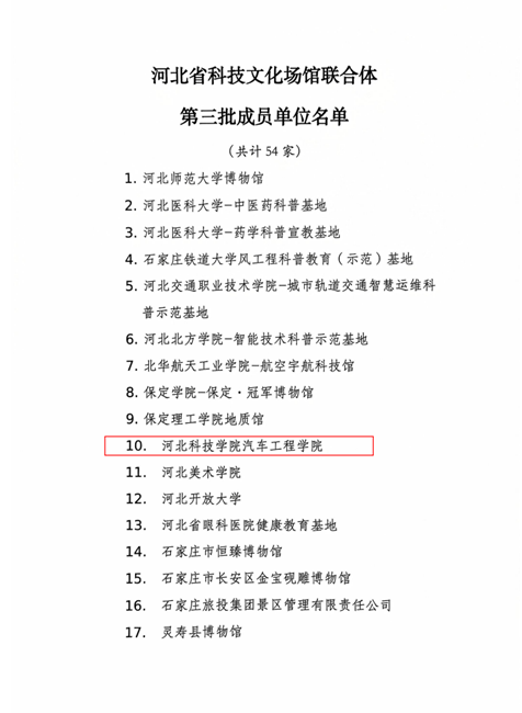 喜讯！beat365汽车工程学院成功入选河北省科技文化场馆联合体第三批成员单位 第 2 张